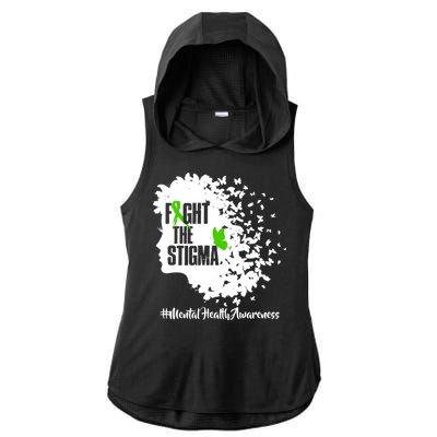 Fight The Stigma Butterflies Mental Health Ladies PosiCharge Tri-Blend Wicking Draft Hoodie Tank