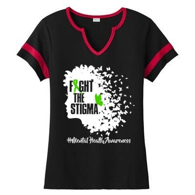 Fight The Stigma Butterflies Mental Health Ladies Halftime Notch Neck Tee