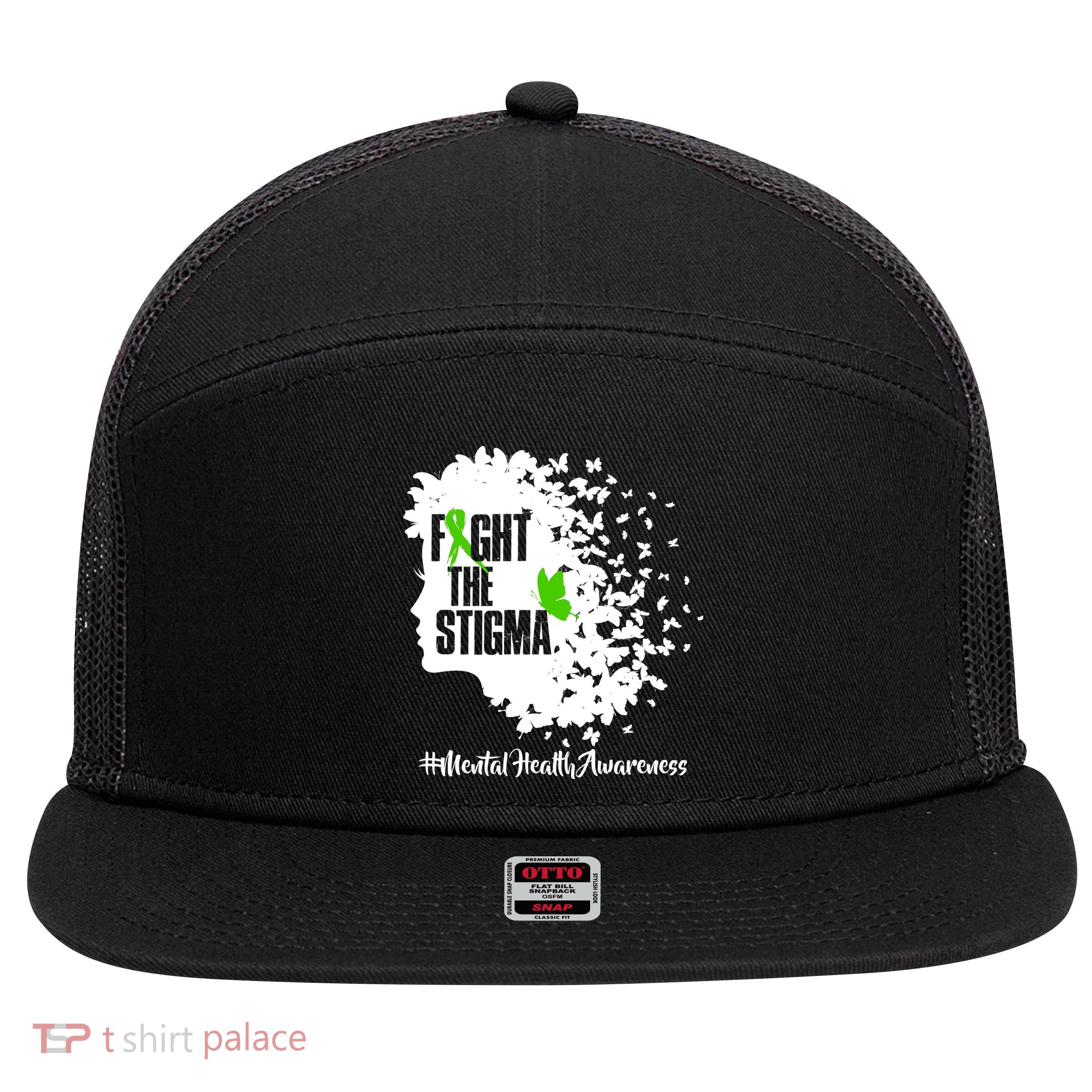 Fight The Stigma Butterflies Mental Health 7 Panel Mesh Trucker Snapback Hat