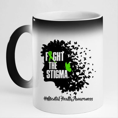 Fight The Stigma Butterflies Mental Health 11oz Black Color Changing Mug