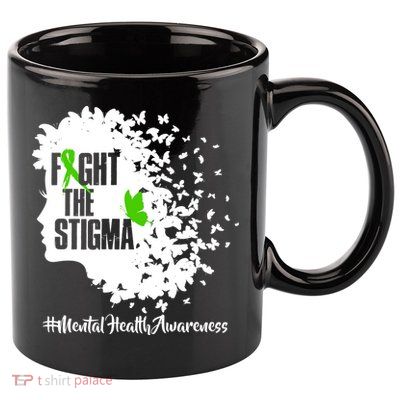 Fight The Stigma Butterflies Mental Health 11oz C Handle Ceramic Mug