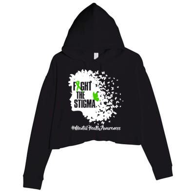 Fight The Stigma Butterflies Mental Health Crop Fleece Hoodie