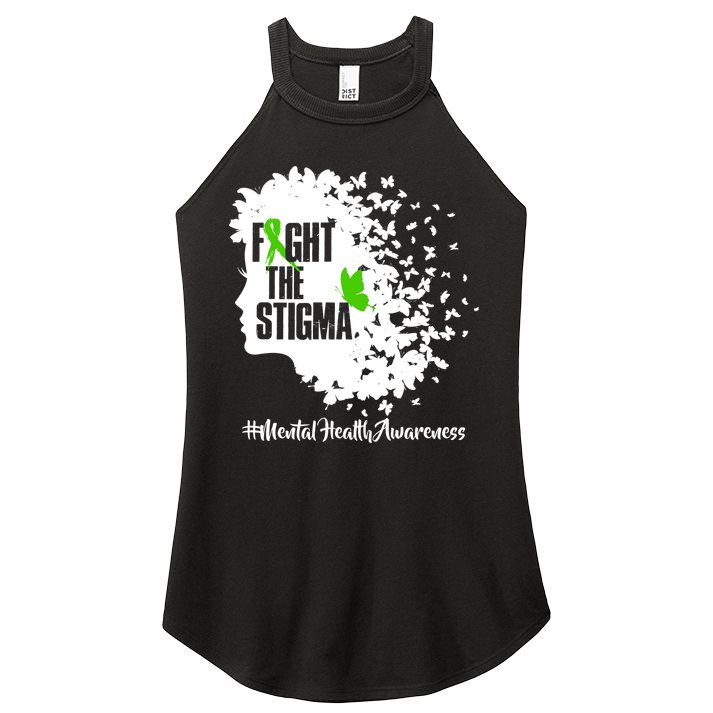 Fight The Stigma Butterflies Mental Health Women's Perfect Tri Rocker Tank