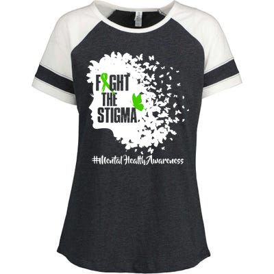 Fight The Stigma Butterflies Mental Health Enza Ladies Jersey Colorblock Tee