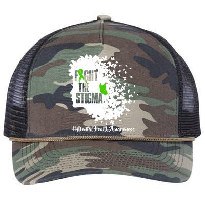 Fight The Stigma Butterflies Mental Health Retro Rope Trucker Hat Cap