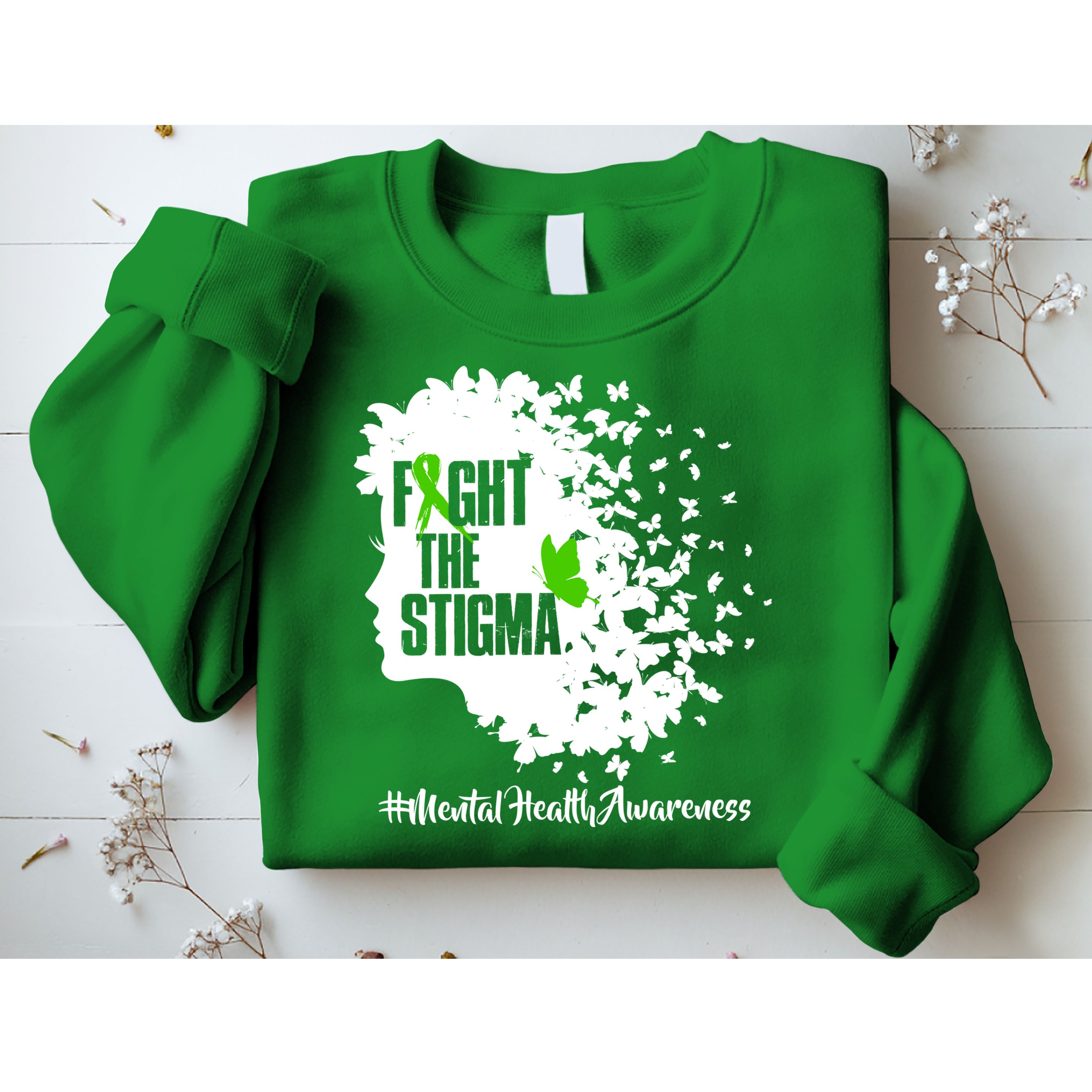 Fight The Stigma Butterflies Mental Health Sweatshirt