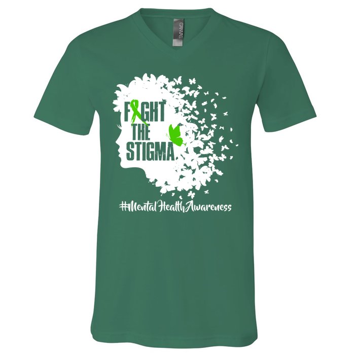 Fight The Stigma Butterflies Mental Health V-Neck T-Shirt