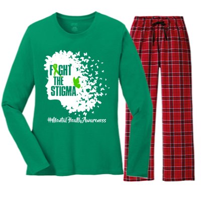 Fight The Stigma Butterflies Mental Health Women's Long Sleeve Flannel Pajama Set 