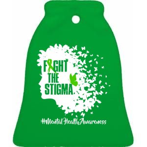 Fight The Stigma Butterflies Mental Health Ceramic Bell Ornament