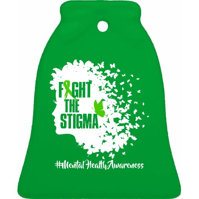 Fight The Stigma Butterflies Mental Health Ceramic Bell Ornament