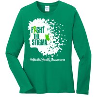 Fight The Stigma Butterflies Mental Health Ladies Long Sleeve Shirt