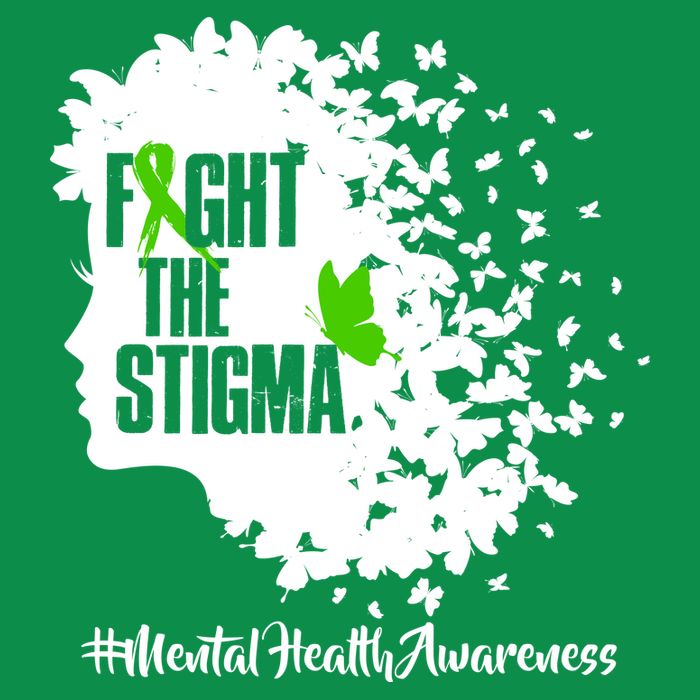 Fight The Stigma Butterflies Mental Health Womens T-Shirt