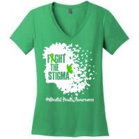 Fight The Stigma Butterflies Mental Health Women's V-Neck T-Shirt