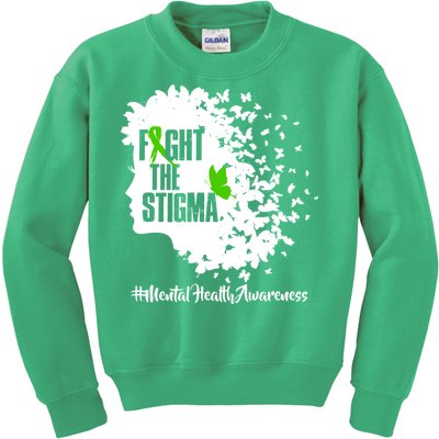 Fight The Stigma Butterflies Mental Health Kids Sweatshirt