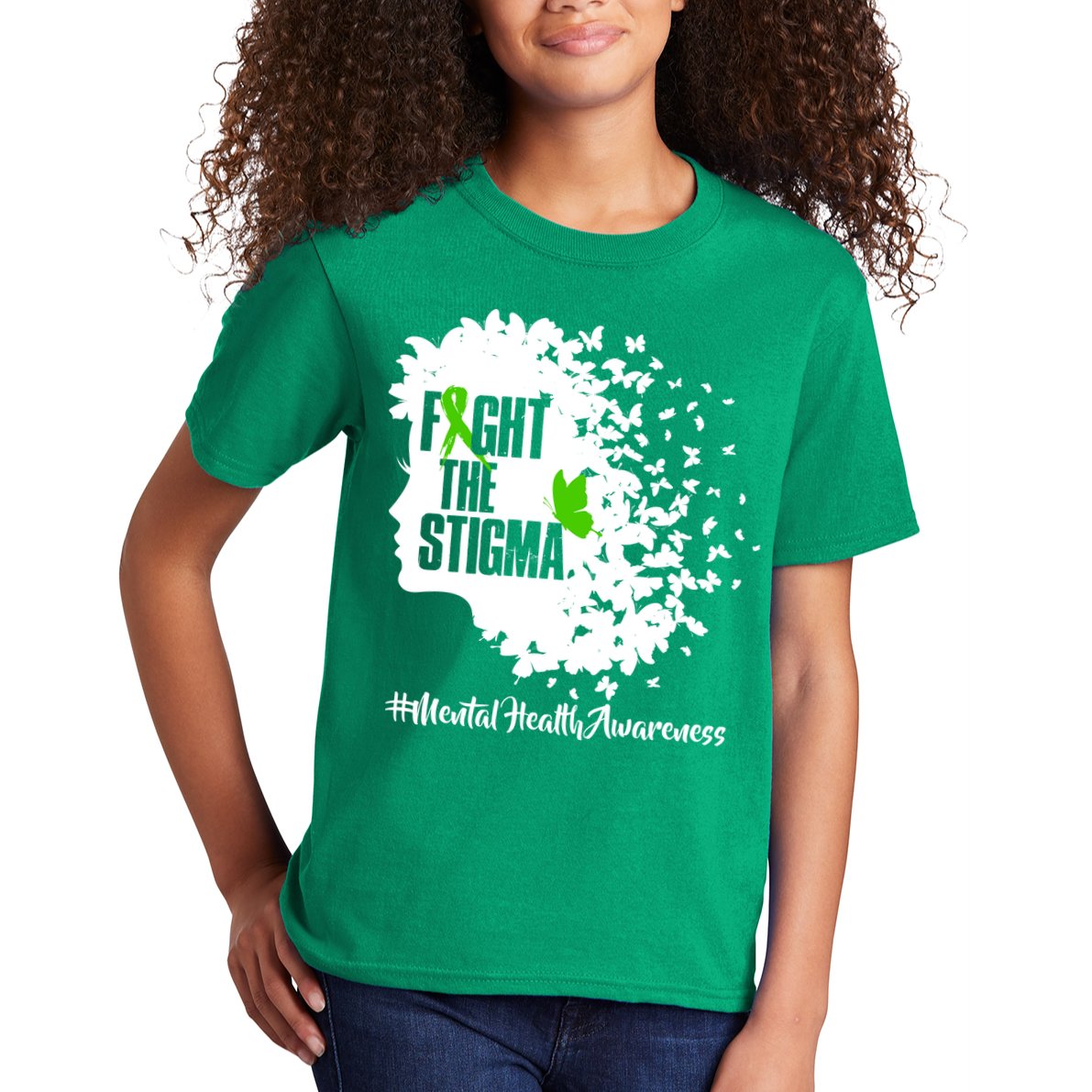 Fight The Stigma Butterflies Mental Health Kids T-Shirt
