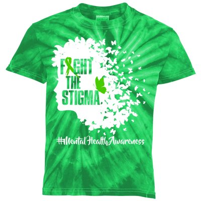 Fight The Stigma Butterflies Mental Health Kids Tie-Dye T-Shirt