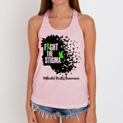 Fight The Stigma Butterflies Mental Health Women's Knotted Racerback Tank