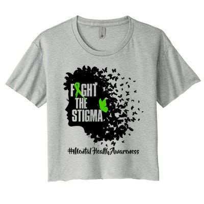 Fight The Stigma Butterflies Mental Health Women's Crop Top Tee