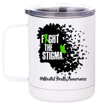 Fight The Stigma Butterflies Mental Health 12 oz Stainless Steel Tumbler Cup