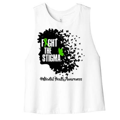 Fight The Stigma Butterflies Mental Health Women's Racerback Cropped Tank