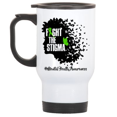 Fight The Stigma Butterflies Mental Health Stainless Steel Travel Mug