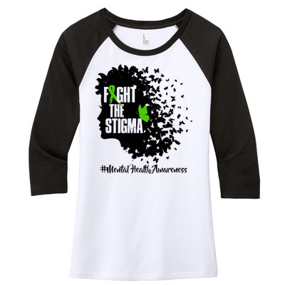 Fight The Stigma Butterflies Mental Health Women's Tri-Blend 3/4-Sleeve Raglan Shirt