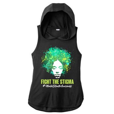 Fight The Stigma Mental Health Awareness Butterflies Ladies PosiCharge Tri-Blend Wicking Draft Hoodie Tank