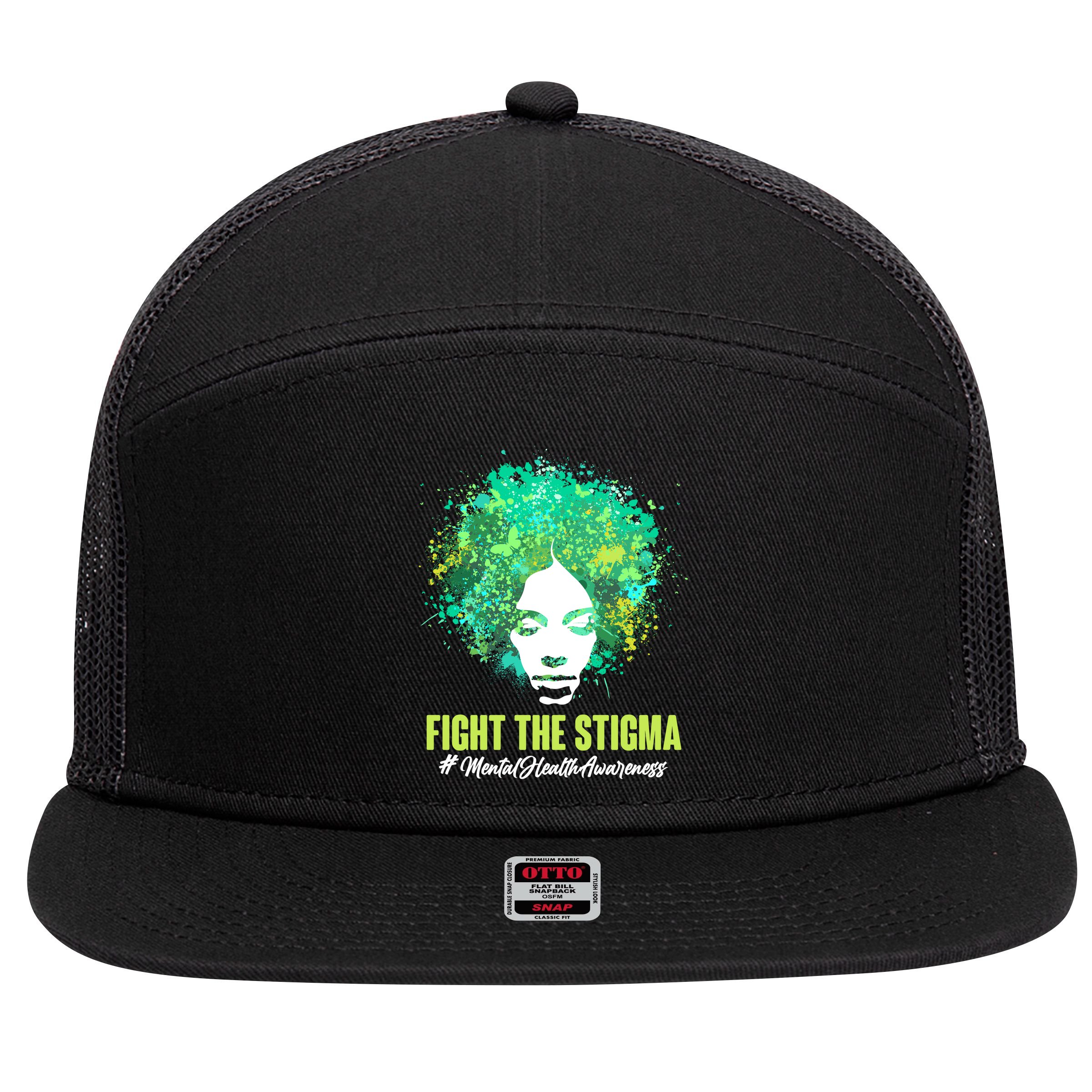 Fight The Stigma Mental Health Awareness Butterflies 7 Panel Mesh Trucker Snapback Hat