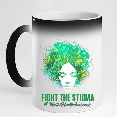 Fight The Stigma Mental Health Awareness Butterflies 11oz Black Color Changing Mug