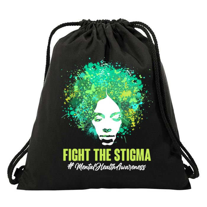 Fight The Stigma Mental Health Awareness Butterflies Drawstring Bag