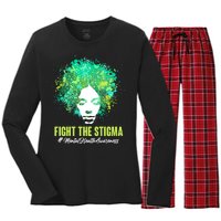 Fight The Stigma Mental Health Awareness Butterflies Women's Long Sleeve Flannel Pajama Set 