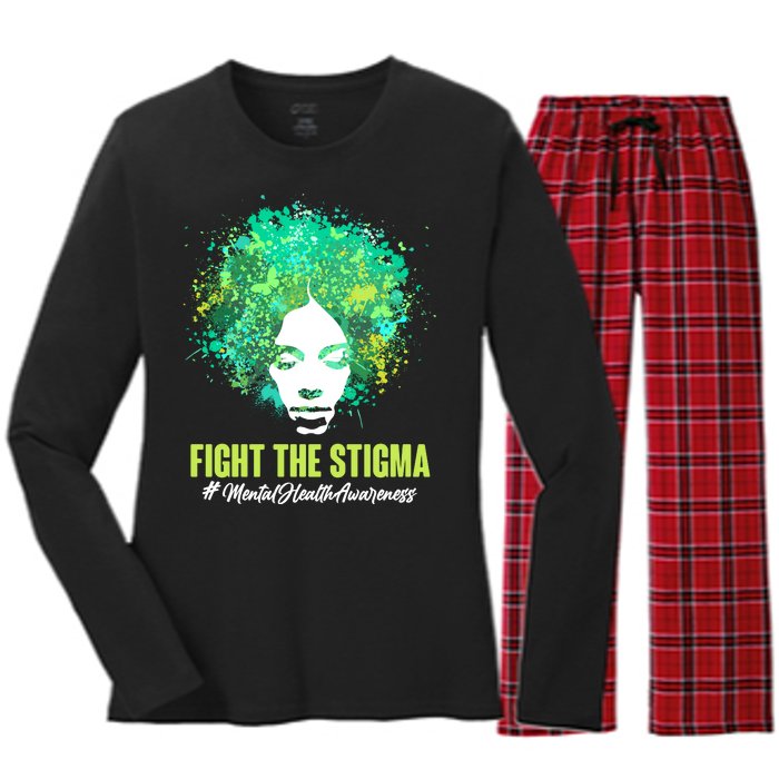 Fight The Stigma Mental Health Awareness Butterflies Women's Long Sleeve Flannel Pajama Set 