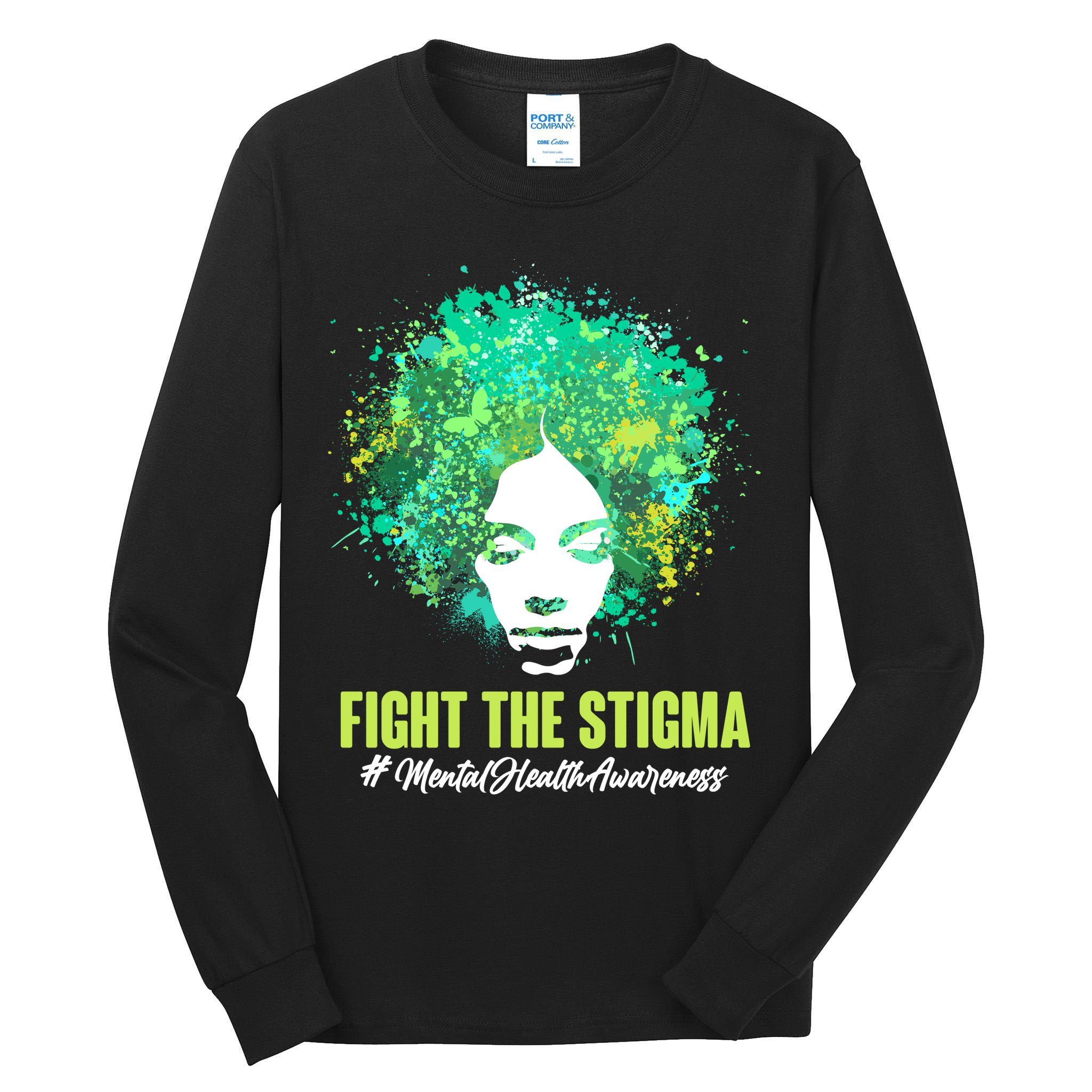 Fight The Stigma Mental Health Awareness Butterflies Tall Long Sleeve T-Shirt