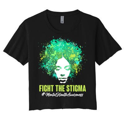 Fight The Stigma Mental Health Awareness Butterflies Women's Crop Top Tee