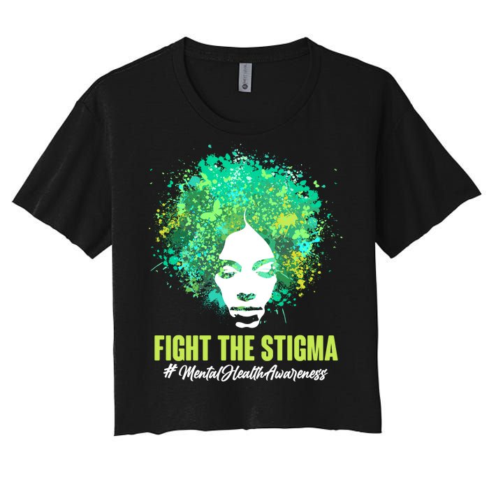 Fight The Stigma Mental Health Awareness Butterflies Women's Crop Top Tee