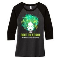 Fight The Stigma Mental Health Awareness Butterflies Women's Tri-Blend 3/4-Sleeve Raglan Shirt