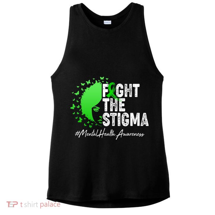 Fight The Stigma Mental Health Awareness Support Ladies PosiCharge Tri-Blend Wicking Tank