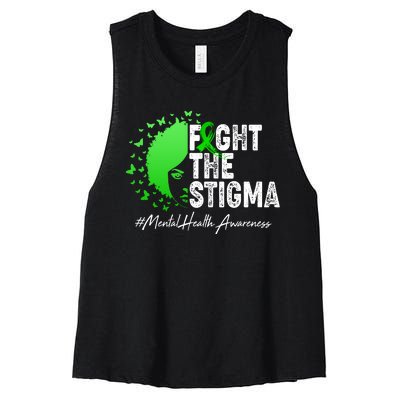 Fight The Stigma Mental Health Awareness Support Women's Racerback Cropped Tank