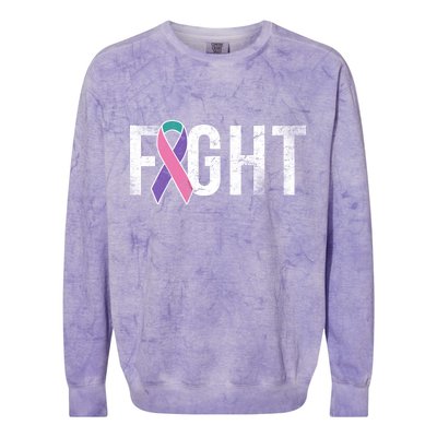 Fight Thyroid Cancer Colorblast Crewneck Sweatshirt