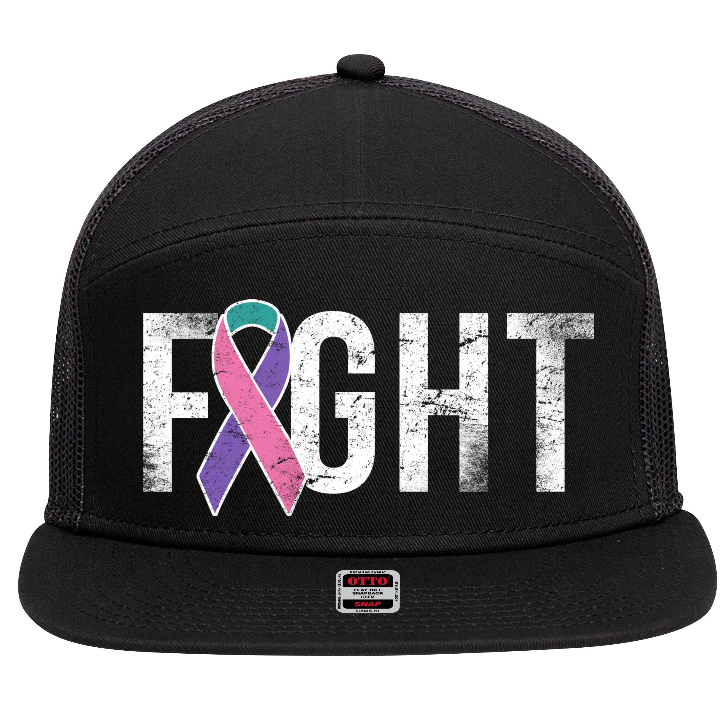 Fight Thyroid Cancer 7 Panel Mesh Trucker Snapback Hat