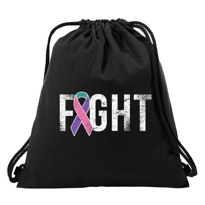 Fight Thyroid Cancer Drawstring Bag