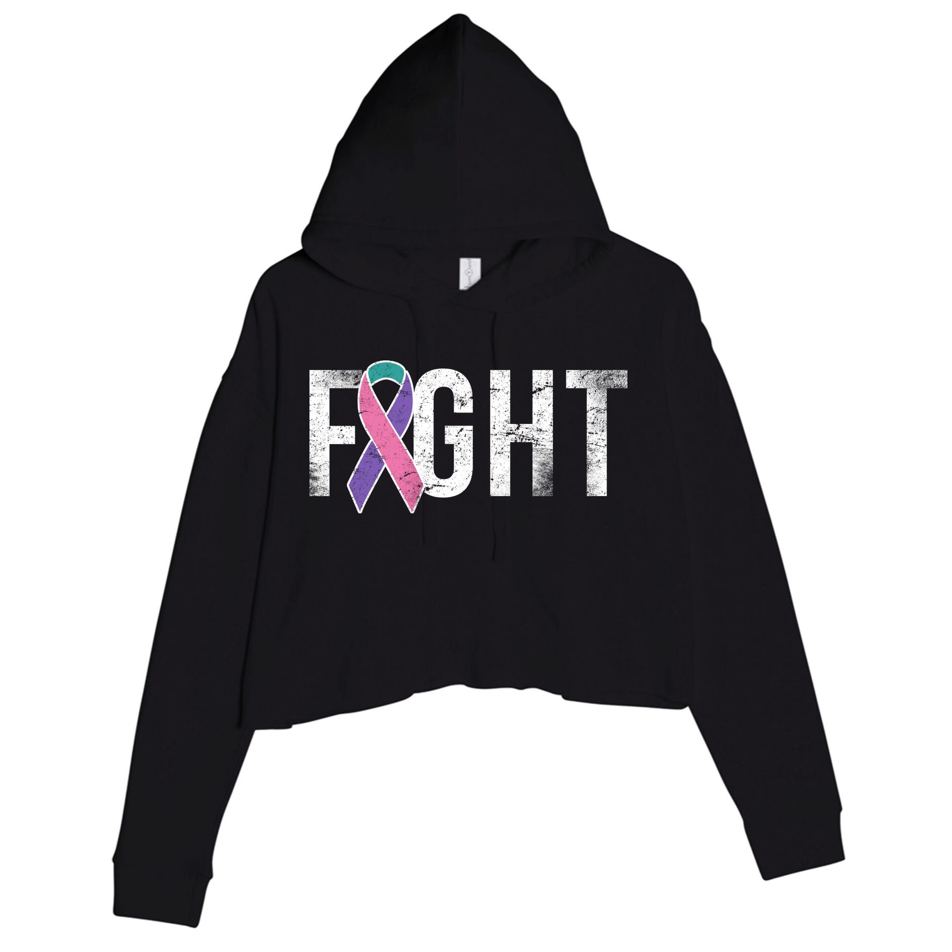 Fight Thyroid Cancer Crop Fleece Hoodie