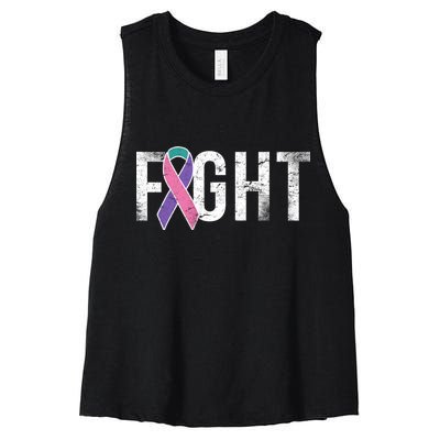 Fight Thyroid Cancer Women's Racerback Cropped Tank