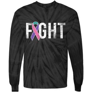 Fight Thyroid Cancer Tie-Dye Long Sleeve Shirt