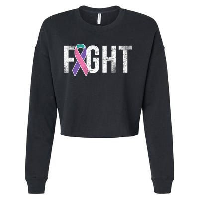 Fight Thyroid Cancer Cropped Pullover Crew