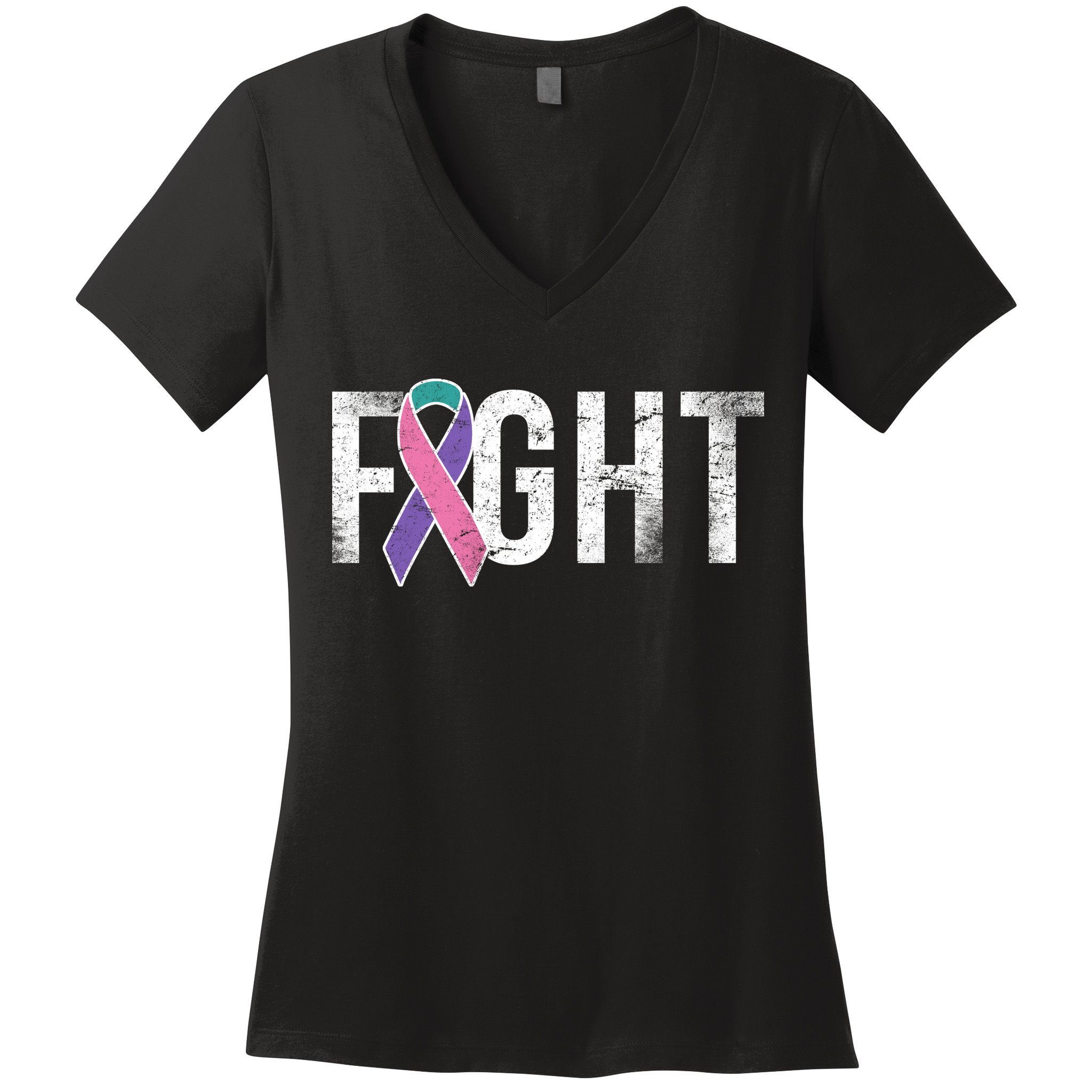 Fight Thyroid Cancer Women's V-Neck T-Shirt