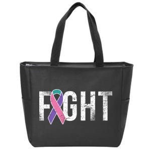 Fight Thyroid Cancer Zip Tote Bag