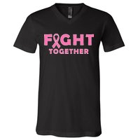 Fight Together Breast Cancer V-Neck T-Shirt