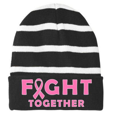 Fight Together Breast Cancer Striped Beanie with Solid Band