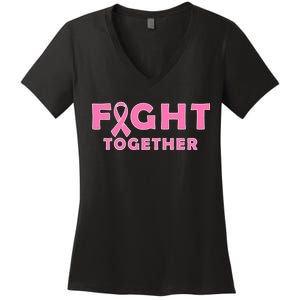 Fight Together Breast Cancer Women's V-Neck T-Shirt